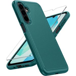 FNTCASE for Galaxy A17/A16 5G Phone Case - Samsung A17 Military Grade Drop Protection, 14ft Drop Tested, Screen Protector Included, Anti-Slip Matte Textured, TPU+PC Dual Layer Shockproof Cover (Green)