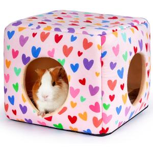 Bienbee Guinea Pig Hideout, Washable Guinea Pigs House Cozy Guinea Pigs Bed for Small Pet Bunny/Rabbit/Hamster/Chinchilla Guinea Pig Accessories Colorful Hearts Bienbee Guinea Pig Hideout, Washable Guinea Pigs House Cozy Guinea Pigs Bed for Small Pet Bunny/Rabbit/Hamster/Chinchilla Guinea Pig Accessories Colorful Hearts