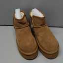 Haifago Platform Mini Snow Boots for Women, Suede Genuine Leather Winter Ankle Booties with Zip up, Womens Classic Fur Lined Short Boot Anti-Slip (8, Chestnut)