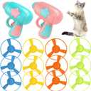 LAPOHI 14 PCS Cat Fetch Toy with Colorful Flying Propellers Set, Cat Playing Tracking Interactive Toys for Kitten Chasing Training Hunting