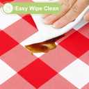 Smiry Oval Table Cloth, Waterproof Vinyl Tablecloth with Flannel Backing, Wipeable Buffalo Plaid Table Cover for Picnic, Indoor and Outdoor (Red & White, 60"x84")