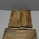 Samhita Mango Wood Serving Platter with Raised Edge -Set of 3 for Display Fruit Snacks Appetizer Sushi Food Decorative (12" x 5" x 0.75")