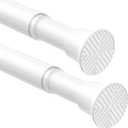 2Pack Spring Tension Curtain Rods for Windows 24-48Inch Adjustable Curtain Rods No Drilling White Tension Rod Expandable Pressure Spring Tension Rod for Closets