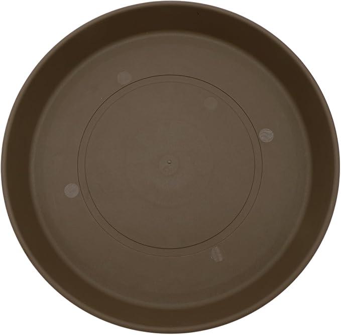 The HC Companies 10.5" Round Prima Plastic Plant Saucer - Indoor Outdoor Plant Trays for Pots - 10.63"x10.63"x1.26" in Chocolate