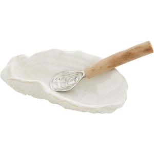Mud Pie Oyster Bowl For Dips, Includes Oyster Dipping Spoon
