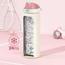 32 oz Insulated Water Bottle with Straw: Meoky Stainless Steel Metal Water Bottle with 2-in-1 Lid - Leak Proof, Cold for 24 Hours, Protective Silicone Base, BPA-Free for Sports Gym, Cream