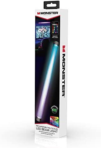 Monster Rechargeable Multi-Color Beam Light Bar With Suction Mount, Includes Multi-White and Dimmable Light Effects, Customize Using Remote Control, DIY Installation, Micro-USB Charging Cable Included