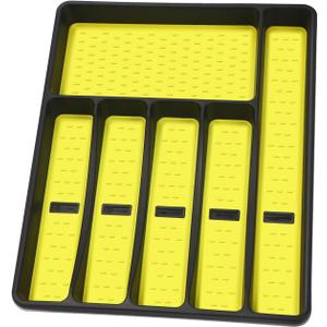 Silverware Organizer with Cutlery IconsSilverware Tray for Kitchen DrawerPlastic Flatware Tableware Cultery Drawer Organizer Utensil Organizer with Non-slip TPR Linings6-CompartmentYellow