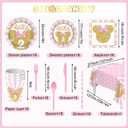 166 Pcs Oh Twodles Birthday Party Supplies Girl, 2nd Birthday Decorations for Girl Paper Plates Napkins Cups Tablecloth Banner for Pink Gold Oh Twodles Birth day Decorations for Girls Serve 16 Guests