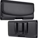 Cell Phone Belt Holder with Clip, Holster for Men, Premium Cellphone Pouch Case for iPhone 17, 16e, 16, 15, 14, 13, 12, 11 & Pro Models, (Fits with Otterbox Commuter Case on), Black