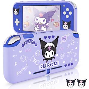 DLseego Little Naughty Rabbit Switch Lite Protective Case Cute TPU Soft Cover Shock Absorption Anti-Scratch Shell with 2PCS Lovely Devil Bunny Thumb Grips for Switch 2019 Version - Purple