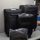Coolife Luggage 4 Piece Set Suitcase TSA Lock Spinner Softshell Lightweight(Black+Blue)