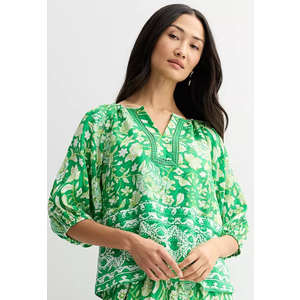 Women's Farmers Market 3/4-Sleeve Woven Top Large