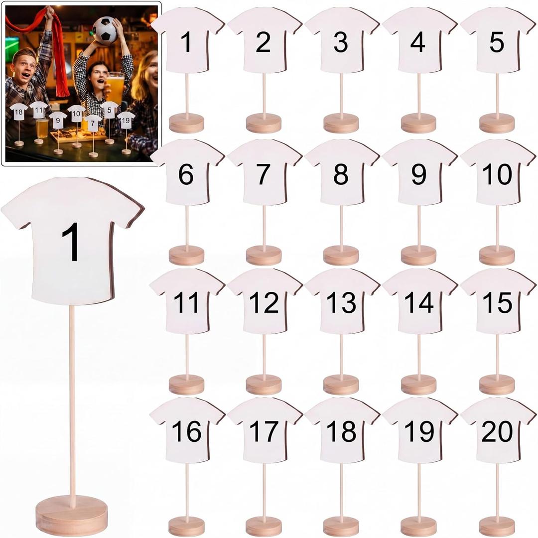 Qunclay 20 Pcs Soccer Table Number Soccer Banquet Decorations Sports Centerpieces for Table Sports Birthday Party Decorations Supplies for Game Party Decor
