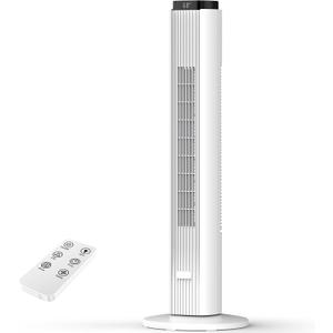 36 Inch Tower Fan for Bedroom, 23ft/s Velocity, Oscillating Standing Fans for Room with 6 Speeds, 4 Modes, LED Display, 12H Timer, 80° Bladeless Floor Fans with Remote, Living Room, Office, Home