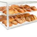 Extra Large 19.7"X14.6"X11.6" Clear Bread Box for Kitchen Counter, Acrylic Pastry Display Case Stackable Storage Container Plastic Bakery Display Case with Magnetic Door