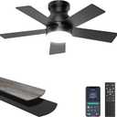 Ohniyou Ceiling Fans with Lights, 32 Inch Low Profile Ceiling Fan with Light and Remote/APP Control, Flush Mount, Dimmable, Qiuet DC Motor, Black Small Indoor Ceiling Fan for Bedroom, Kitchen