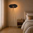 Booniture Tripod Floor Lamp for Living Room, Boho Bamboo Standing Lamp