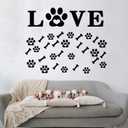 Cat Quotes Wall Decals for Bedroom: Inspirational Love Dog Puppy Paw Print Vinyl Art Wall Stickers for Living Room Bathroom Kitchen Apartment - Love Footprints 28.6" X 15"