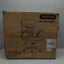 Leather Office Chair, Upgraded PU Computer Desk Chairs with Double-Layer Seat Cushion and Neckrest, 360Swivel, Ergonomic Small Gaming Chair with Wheels and Adjustable Armrests for Short People, Grey