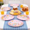 2 x 100Pcs Easter Party Oval Paper Plates Napkins Set, Oval Disposable Party Dinner Dessert Plates and Napkins for Easter Spring Holiday Party Supplies