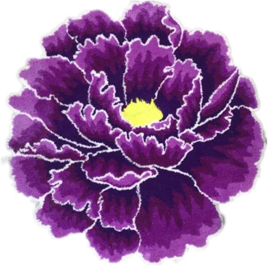 Purple Peony Floral Shaped Area Rugs,Modern Art Flower Shaggy Carpet for Bedroom Kitchen Bathroom,Soft Non-Slip Washable Bath Rug,Indoor Outdoor Doormat,23.6" X 23.6"