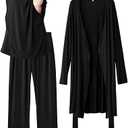 Rnxrbb Nursing Pajamas Gown Set for Women Breastfeeding Postpartum Pajama Maternity Pj for Hospital 3 PCS S