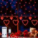 Valentines Day Decor, Red Love Heart String Lights for Bedroom, 12 Hearts 138 LED Fairy Twinkle Lights with Remote, 8 Lighting Modes Connectable Window Lights for Valentine's Day Wedding Home Decor