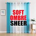 G2000 Sheer Curtains & Drapes - 84 Inch Turquoise & White Ombre Bedroom & Living Room Curtains with Light Filtering & Grommet Feature for Patio Sliding Glass Door - 2 Panels