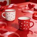 2 Pcs Valentine's Day Ceramic Mug Valentine Day Heart Cup Red Pink Heart Coffee Mug Love Heart Drinking Cups for Valentines Party Anniversary Wedding Table Decor