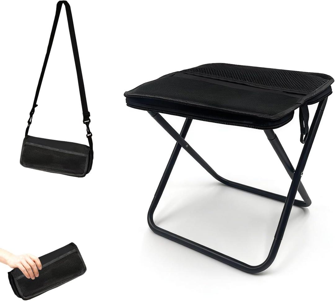 Portable Foldable Backpack Stool, Pocket Chair Camping Fishing Stool, Mini Outdoor Camping Stool Sling Bag, Collapsible Stool Chairs Carry Bag for Fishing Travelling Picnics