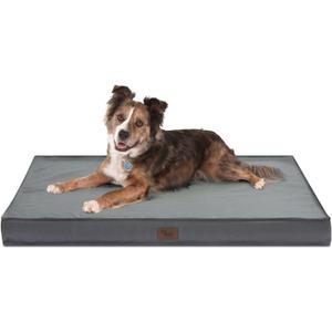 Outdoor Orthopedic Dog Bed, Waterproof Dog Bed for Large Dogs 36x27 Inch, Egg Crate Foam Pet Mat with Washable Removable Oxford Cooling Cover, Grey