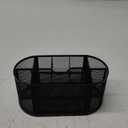 Desk Supplies Organizer Multi-functional Stationery Caddy Mesh Oval Pencil Holder Desk Office Supplies Organizer 9 Compartments with Drawer for Note Pads Black
