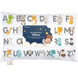 Toddler Pillow with Pillowcase - 13x18 My Little Dreamy Kids Travel Bed Pillows for Sleeping, Organic Cotton Small Pillowcase, Soft & Breathable, Machine Washable, Toddlers 2-5 Years Old (KeaABC)