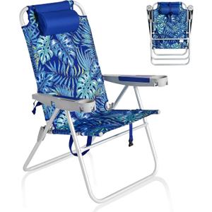 SUNNYFEEL Oversized Tall Folding Beach Chair Lightweight, 17" Portable Sand Chair for Adults Heavy Duty 500 LBS with Cup Holders, Foldable High Camping Lawn Chairs for Camp/Outdoor/Picnic/Sports