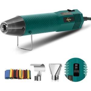 Heat Gun 350W with Dual Temp 392F & 662F and 2 Nozzles, Fast Heat Hot Air Gun with Overload Protection, 6.56Ft Long Cable for Crafting, Shrink Tubing, Vinyl Wrap, Epoxy