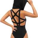 JUMISEE Women Rave Pentagram Bodysuit Jumpsuit Sexy Hoodie Festival Clothing Romper for Dance Party Clubwear (Large, Black)