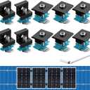 Anbte 10 PCS Solar Panel Mounting Brackets for Unistrut, Aluminium 30mm/35mm 6 x T-Shaped Mid Clamps + 4 x End Clamps, Solar Panel Mounting Kit for Metal, Tin, Flat, Sheet Roofs, RV, Black
