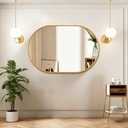 ZIHUASHENG Oval Bathroom Wall Mirror, Aluminum Frame, 20x30 Silver