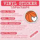 10 x (3Pcs) Basketball Stickers Basketball Heart Vinyl Decals Waterproof Sport Sticker for Team Players Coach Teens Girls Fan, Water Bottle, Scrapbook, Poster Board, Laptop, Tumbler, Cup, 3" x 2.9"