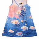 Womens Summer Dresses Scoop Neck O-Ring Shoulder Button Tank Sundress Casual Swing Short Dress, Large