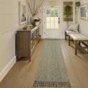 Collive Long Hallway Runner Rug 2.6' x 10', Washable Runner Indoor Entryway Runner Rug, Braided Woven Kitchen Runner Rugs Natural/Green Reversible Bedroom Carpet for Laundry Room Doorway