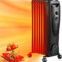ZAFRO 1500W Oil Filled Radiator Heater, Electric Oil-Filled Radiant Heaters for Indoor Use, Space Heater with Tip-Over & Overheat Protection for Home(Black)