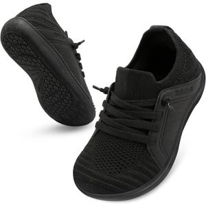 relxfeet Toddler Shoes Boys Girls Wide Barefoot Shoes Kids Zero Drop Minimalist Slip On Tennis Sneakers for Walking Running, All Black Size 6 Toddler