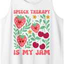 Speech Therapy Is My Jam Boho Floral Speech Pathology SLP Tank Top (Size Small, White)