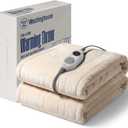 Westinghouse Heated Blanket Throw, Electric With 6 Heating Levels, 2-10 Hours Time Settings, Overheat Protection, Machine Washable, Flannel (50x60 Inches, Beige)