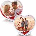 CroBlissful 2 Pcs Glitter Liquid Picture Frame 3.54'' x 3.74'' Valentine's Day Acrylic Heart Shaped Snow Globe Photo Frame Custom Photo Gifts for Family Friends Couples