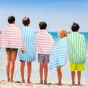 Preboun 50 Pcs Striped Beach Towels Bulk Oversized Pool Quick to Dry Bath Striped Towel for Hotel, Spa Hot Tub, Bath and Swim Summer, 28 x 60 Inches (Multicolored)