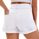 Womens Casual Mid Waist Denim Jeans Shorts Stretchy Summer Shorts for Women's Trendy (14, 01_White) (White)