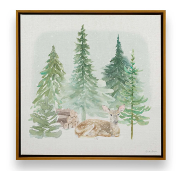 2PCS Vintage Forest Deer Framed Wall Art Set Rustic Farmhouse Artwork Prints Wall Decor for Home Bedroom Living Room 16.5x16.5 Inch